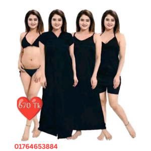 6 Part Night Dress(Black)