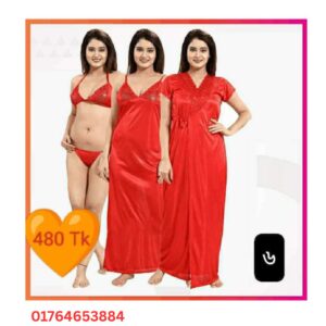 4 Part Night Dress(Red)