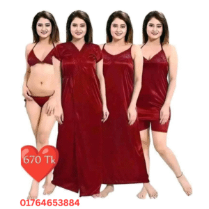 6 Part Night Dress(Meroon)