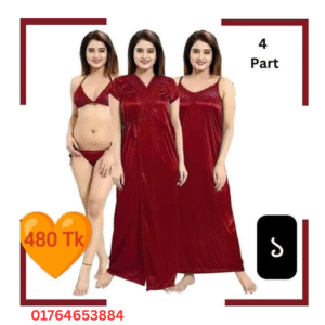 4 Part Night Dress(Meroon)